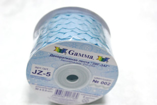 Тесьма отделочная "ЗИГ-ЗАГ" 5 мм 30 м №002 бл.голубой